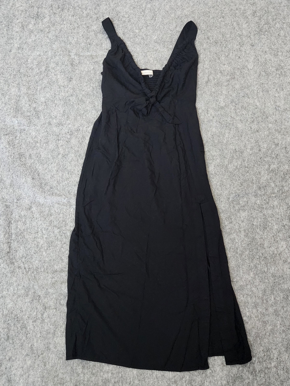 Abercrombie & Fitch Tie Front Sweetheart Side Slit Midi Dress Women's M Black